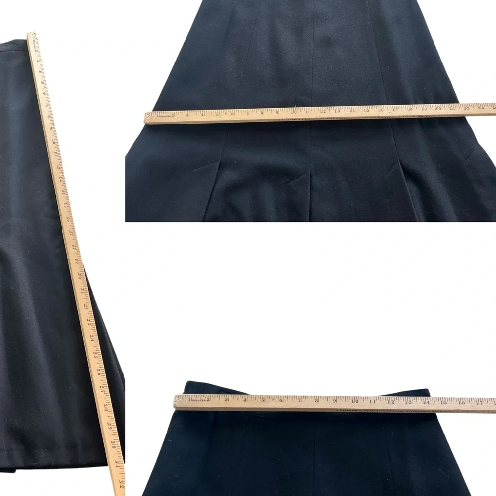 Barclay Square Women’s 10 Black 100% Pure Wool Vintage A-line Pleated Midi Skirt